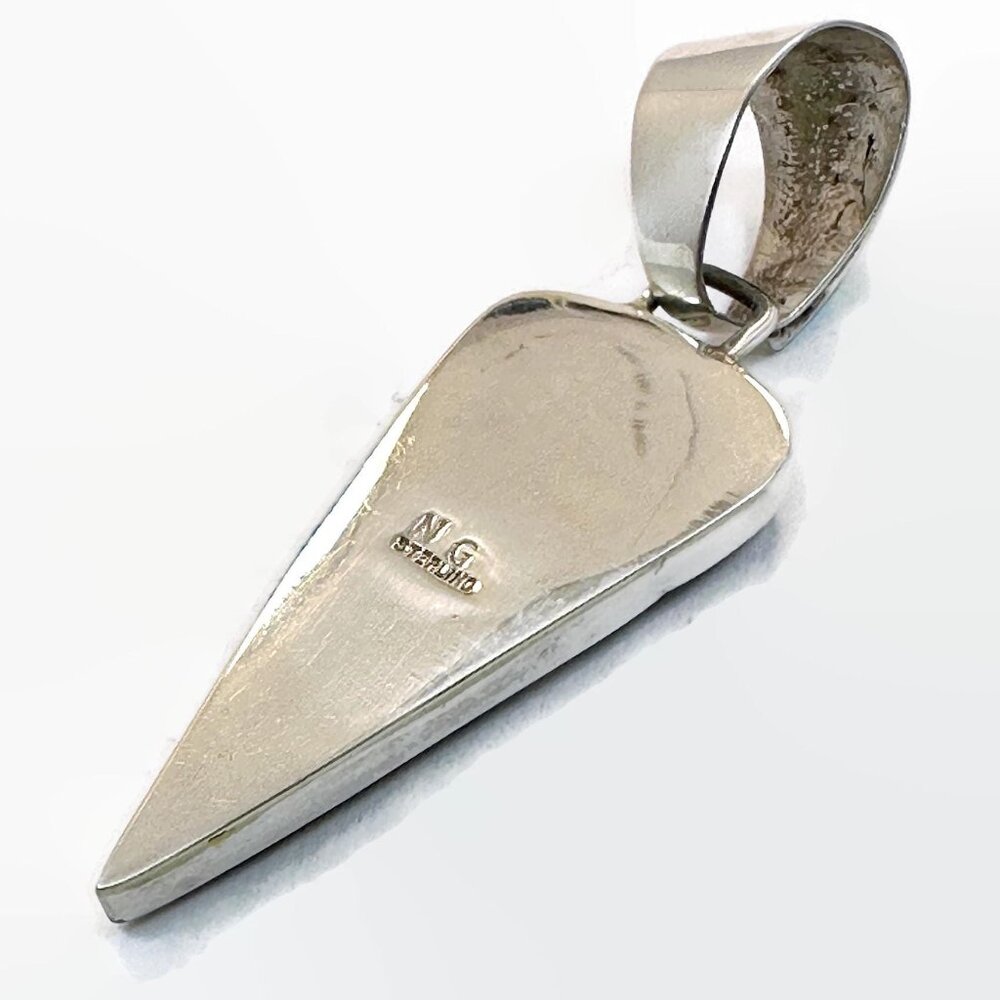 Native American Vintage Kewa Turquoise Pendant Sterling Silver Nelson Garcia - Picture 4 of 5